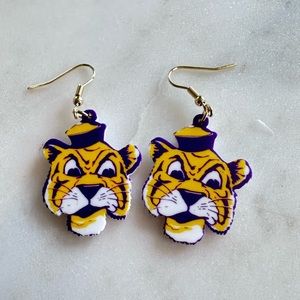 Purple and Gold tiger earrings